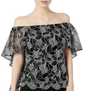 Women's Off Shoulder Ruffle Sleeve Lace Top